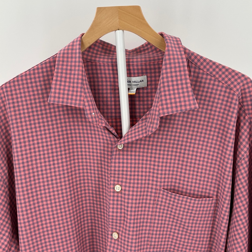 Peter Millar‎ Summer Comfort Gingham Shirt XXL Pink Navy Blue MS19EW71SL Mens